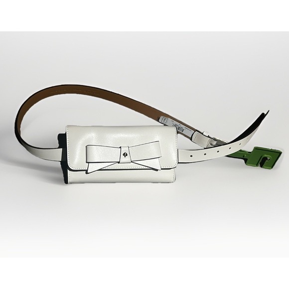 NWT KATE SPADE White Leather Adjustable Belt Bag, Size S/M - Picture 1 of 11